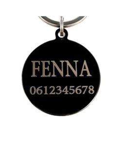 Hundemarke mit Name und Adresse für Hunde und Katzen Niedliche gravierte Katze oder Hundemarke schwarz