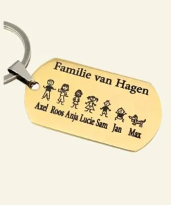 Engraving Titanium Keychain with figures, names, date and text for a special gift