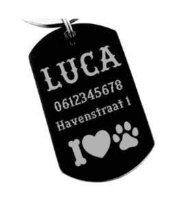 Order dog tag ID tag online engraving with name Engravable with name and address Free shipping Netherlands and Belgium black