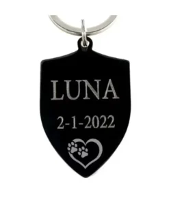 Engraved dog tag black silver gold colored Large beautiful tag for dog with name address and phone number black