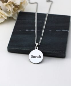 Ketting met naam zilver kleurig gegraveerd Zilveren hanger