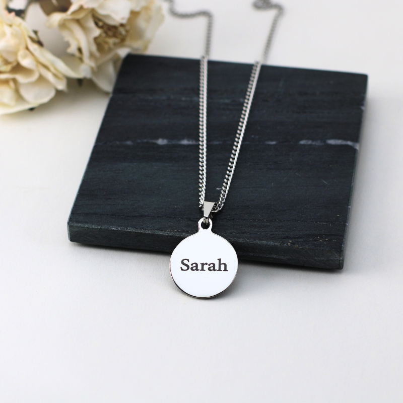 Ketting met naam zilver kleurig gegraveerd Zilveren hanger