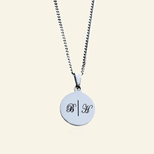 Collier avec initiales argent Pendentif argenté à graver