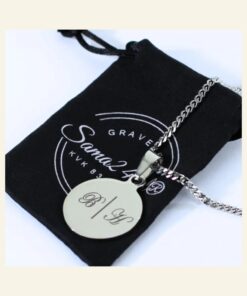 Collier avec initiales argent Pendentif argenté à graver