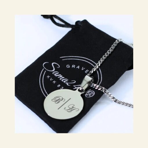 Collier avec initiales argent Pendentif argenté à graver