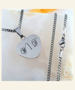 Ketting zilver met letter Dames | zilveren initialen zilver kleurige hartje