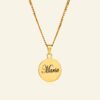 Pendentif avec gravure de nom couleur or ami, amie, enfant, pendentif rond avec chaîne