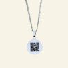 Gravure de collier avec code QR pendentif titane argenté chaîne avec code secret