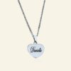Collier femme à graver | cœur avec nom ou texte en titane couleur argent