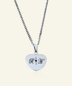 Ketting zilver met letter Dames | zilveren initialen zilver kleurige hartje