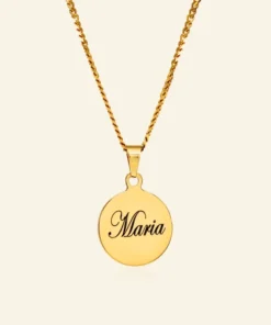 Hanger met naam graveren goud kleurig Verras vriend, vriendin kind prachtige ronde hanger met ketting