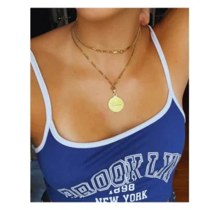 Anhänger mit Namensgravur goldfarben Überraschen Sie Freund, Freundin, Kind, wunderschöner runder Anhänger mit Kette
