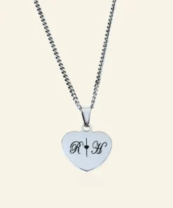 Ketting zilver met letter Dames | zilveren initialen zilver kleurige hartje