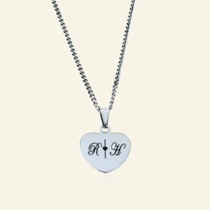 Ketting zilver met letter Dames | zilveren initialen zilver kleurige hartje