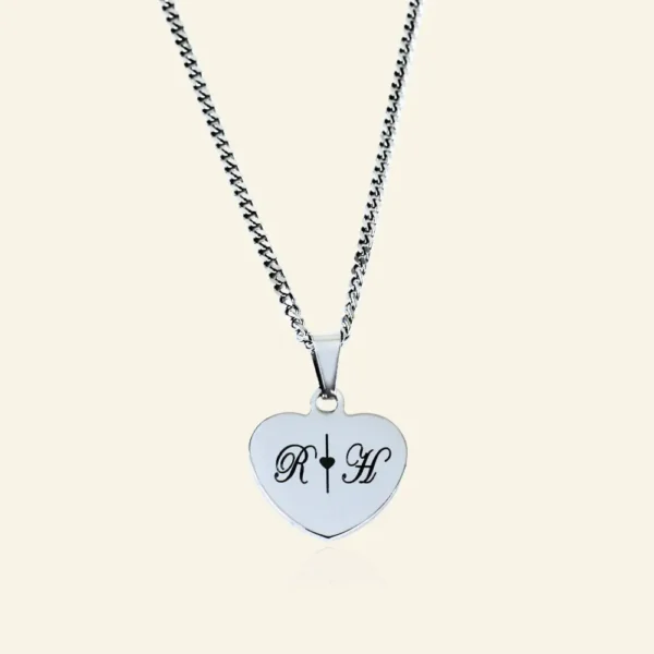 Ketting zilver met letter Dames | zilveren initialen zilver kleurige hartje
