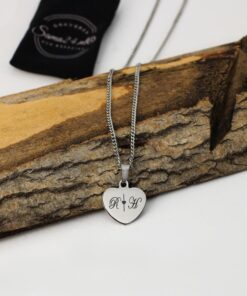 Ketting zilver met letter Dames | zilveren initialen zilver kleurige hartje