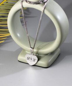 Ketting zilver met letter Dames | zilveren initialen zilver kleurige hartje