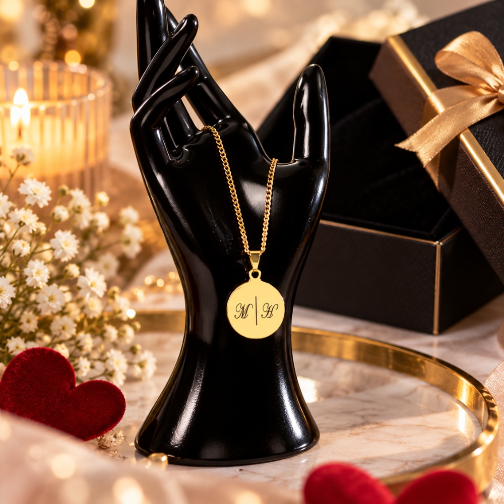 Initialen ketting goud kleurig met 2 intialen gegraveerd
