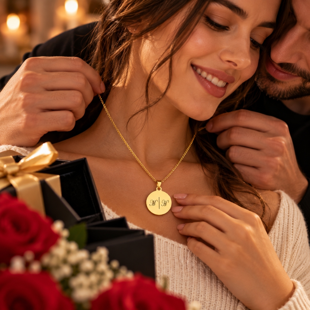 Initialen ketting goud kleurig met 2 intialen graveren