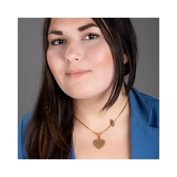 Collier initiales couleur or Collier avec cœur gravure de 2 initiales cœur avec collier |