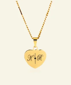 Ketting initialen goud kleurig Ketting met hartje 2 initialen graveren hartje met ketting |
