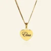 Ketting met gravering namen Sieraden graveren Gravering hartje kleur goud Een hanger graveren met naam vrouw