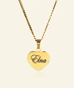Ketting met gravering namen Sieraden graveren Gravering hartje kleur goud Een hanger graveren met naam vrouw