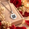 Ketting met QR code graveren hanger zilveren Titanium ketting met geheime code