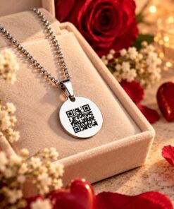 Ketting met QR code graveren hanger zilveren Titanium ketting met geheime code