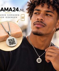 Kette mit QR-Code gravieren Anhänger silberne Titan-Kette mit Geheimcode