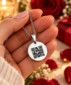 Ketting met QR code graveren hanger zilveren ketting met geheime code