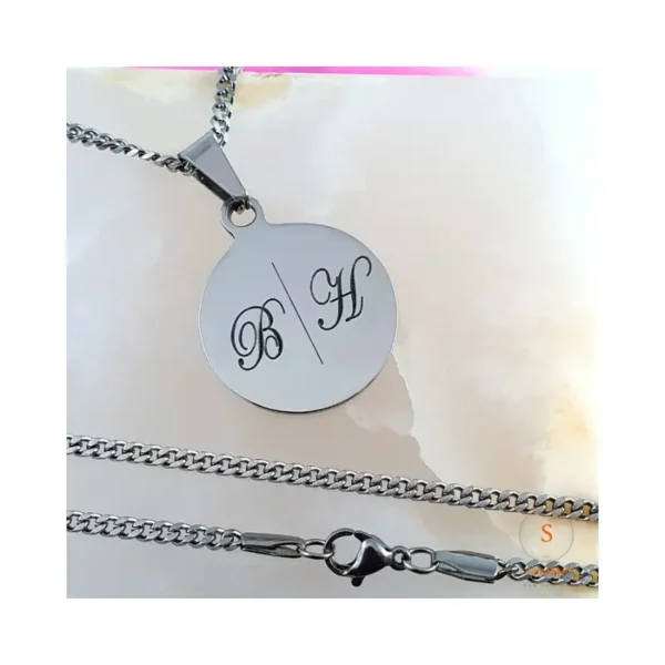 Kette mit Initialen Silber Silberfarbener Anhänger mit Kette Initialen Name gravieren