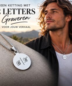 Ketting met initialen zilver Zilveren kleurige hanger graveren