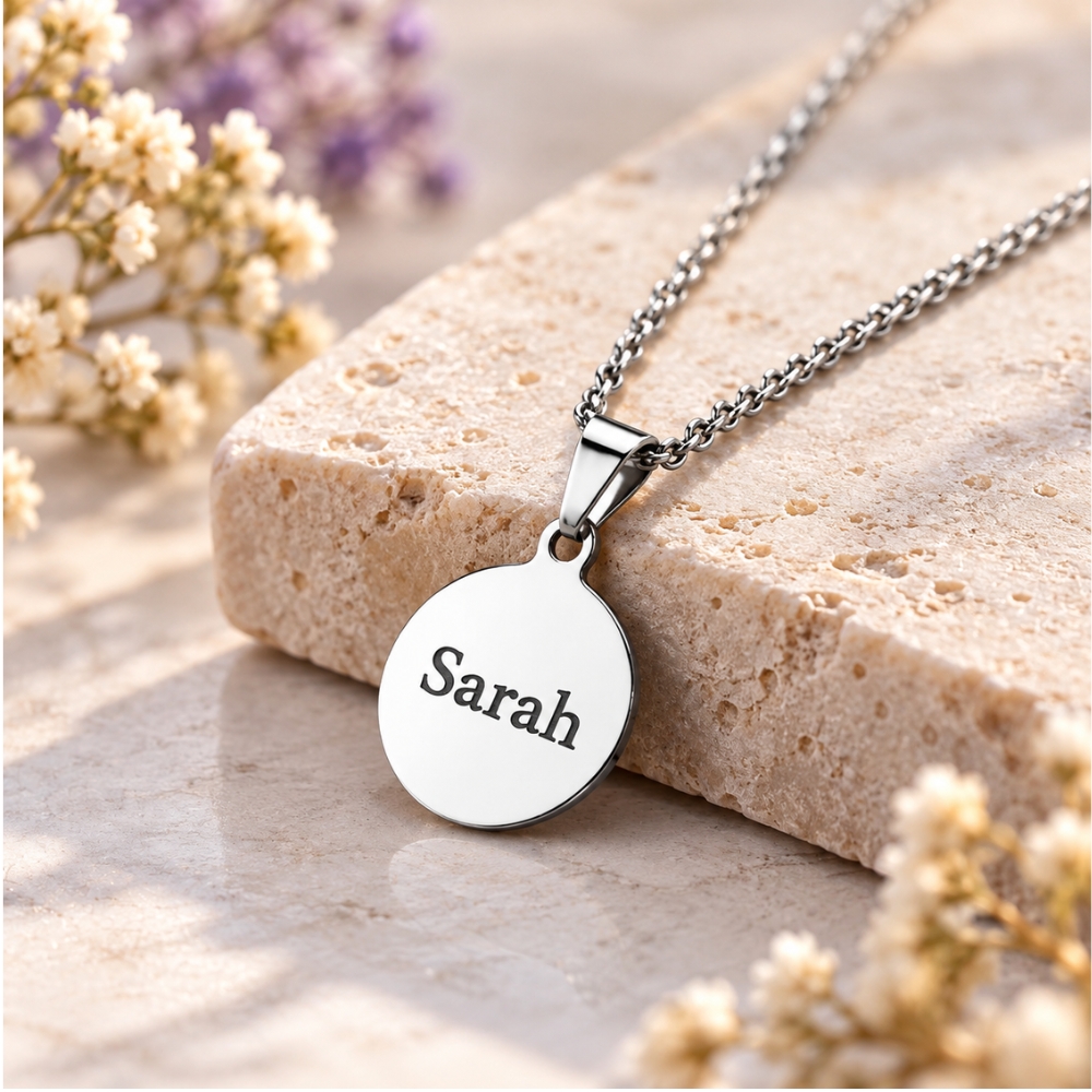 Ketting met naam zilver kleurig gegraveerd Zilveren hanger