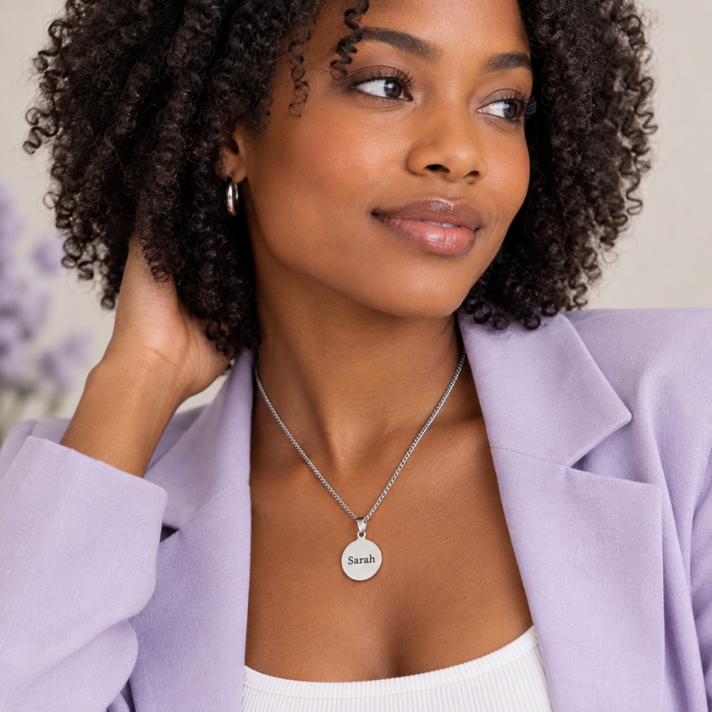 Ketting met naam zilver kleurig gegraveerd Zilveren hanger