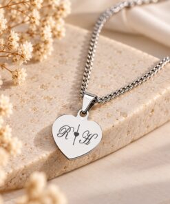 Ketting zilver met letter Dames zilveren initialen zilver kleurige hartje