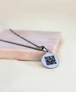 Ketting met QR code graveren hanger zilveren Titanium ketting met geheime code