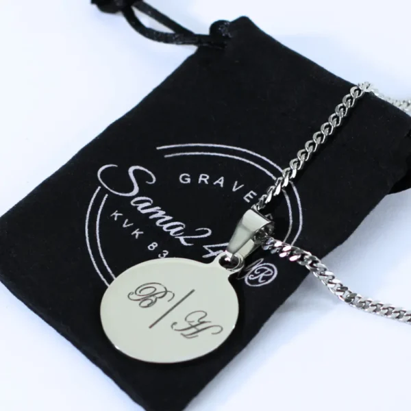 Kette mit Initialen Silber Silberfarbener Anhänger mit Kette Initialen Name gravieren