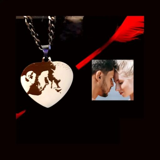 Collier photo Collier photo avec cœur avec photo gravée couleur argent