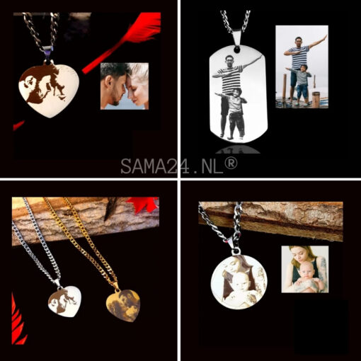 Collier photo Collier photo avec cœur avec photo gravée couleur argent