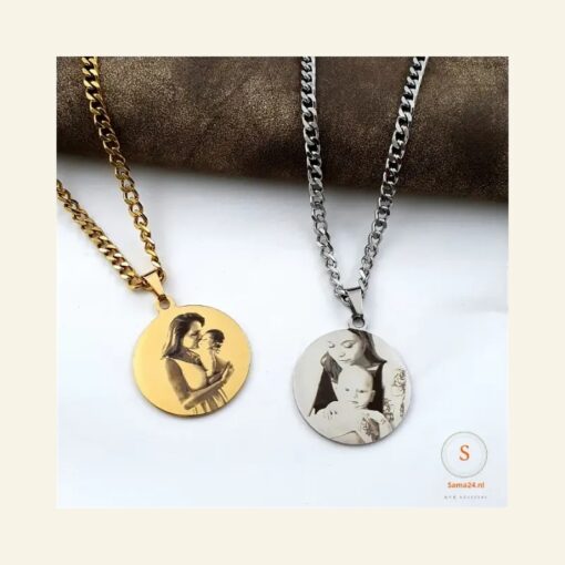 Ketting met foto graveren hanger zilver