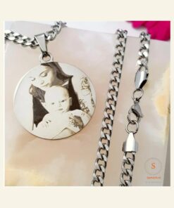 Ketting met foto graveren hanger zilver