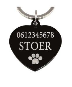 Penning hond met naam en adres zwart