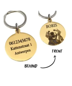 Hondenpenning met foto en naamhuisdier hond graveren Mooie hondenpenning met foto adres en naam huisdier zilver