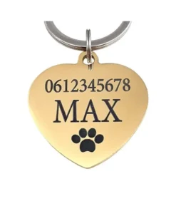 Cat Tag with Name Heart for your Cat or Dog Tag for Dog and Cat Engraving with Name, Address and Phone Number Heart Tag Free Shipping Gold