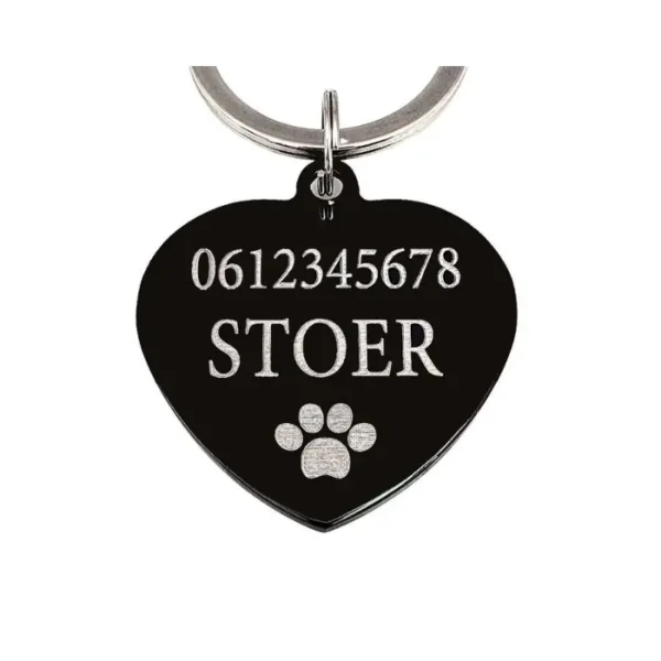 Katzenmarke mit Namen Herz für Ihre Katze oder Ihren Hund Marke für Hund und Katze gravieren mit Namen, Adresse und Telefonnummer Marke Herz kostenlos versenden Schwarz