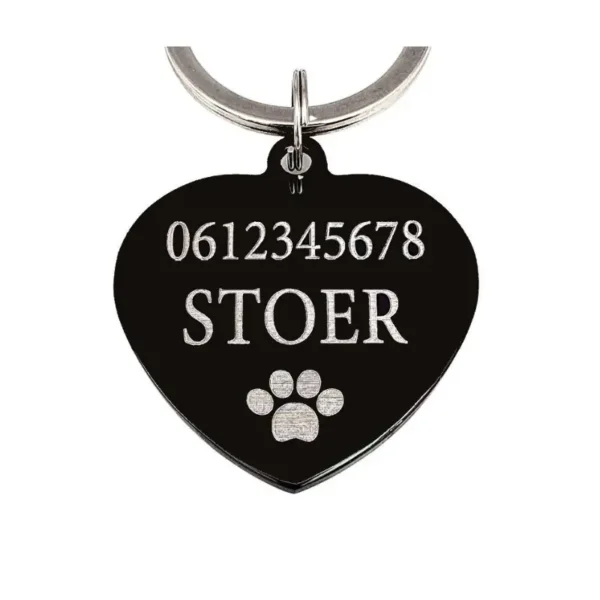 Penning hond met naam en adres Graveren penning voor hond met telefoonnummer voor hond of kat online ontwerpen en kopen zwart