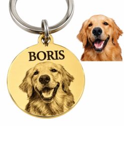 Hondenpenning met foto en naamhuisdier hond graveren goud