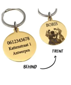 Hondenpenning met foto en naamhuisdier hond graveren Mooie hondenpenning met foto adres en naam huisdier zilver