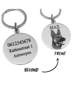 Hondenpenning met foto en naamhuisdier hond graveren Mooie hondenpenning met foto adres en naam huisdier zilver